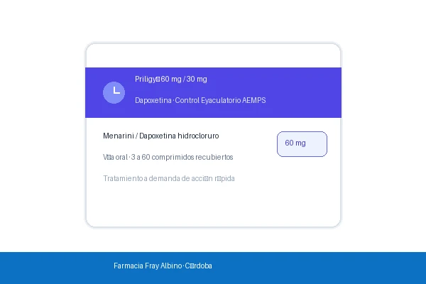 Priligy 60 mg Dapoxetina Farmacia Fray Albino
